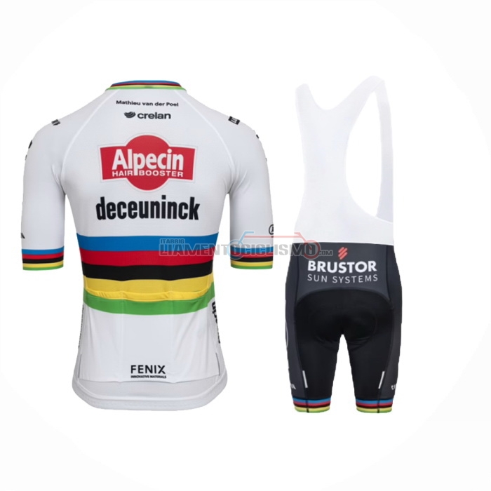 2024 Abbigliamento Ciclismo Alpecin Deceuninck Bianco Manica Corta e Salopette